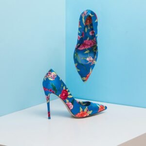 Floral almond-toe pumps