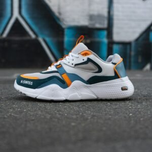 White, teal and orange Puma sneaker