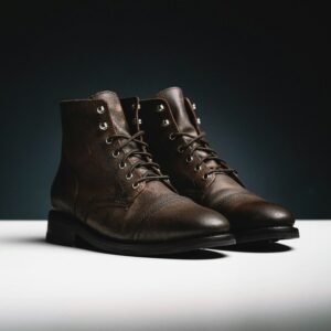 Brown leather lace-up boots